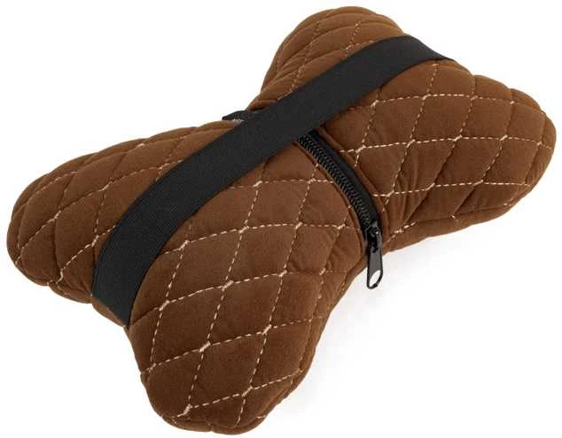 Automobilio sėdynės galvos atramos pagalvė EVAtech 27x16 cm - ruda / rudos siūlės