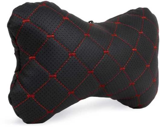 Automobilio sėdynės galvos atramos pagalvė EVAtech ECO 27x16 cm - juoda / raudonos siūlės