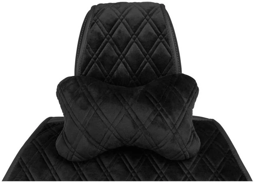 Automobilio sėdynės galvos atramos pagalvė EVAtech 27x16 cm - juoda / juodos siūlės