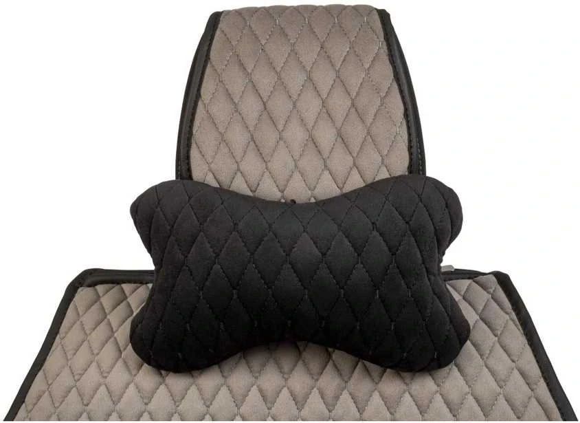 Automobilio sėdynės galvos atramos pagalvė EVAtech 27x16 cm - juoda / juodos siūlės