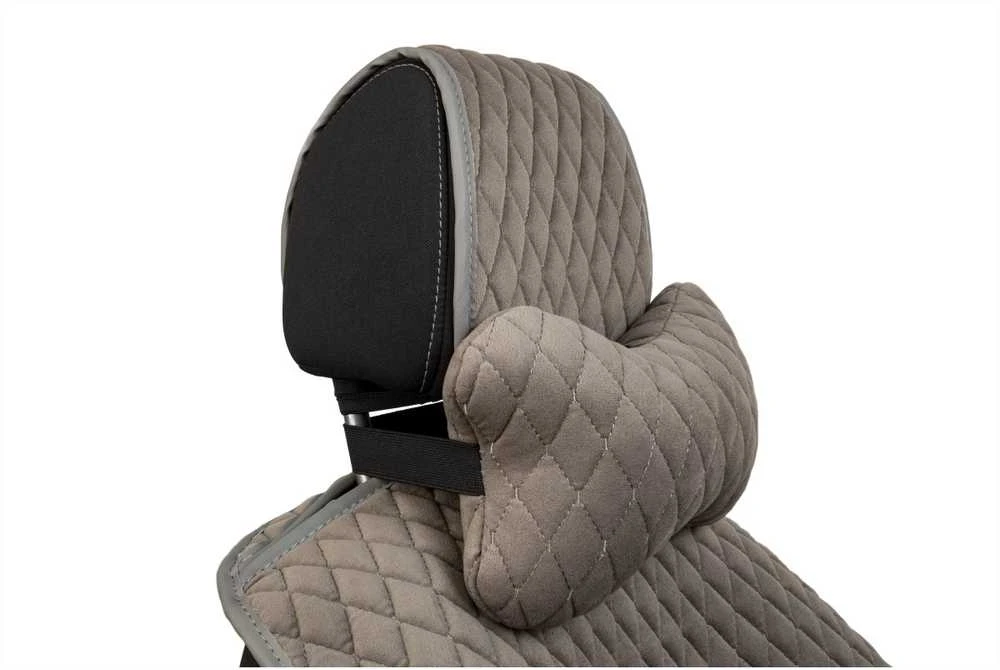 Automobilio sėdynės galvos atramos pagalvė EVAtech 27x16 cm - pilka / pilkos siūlės
