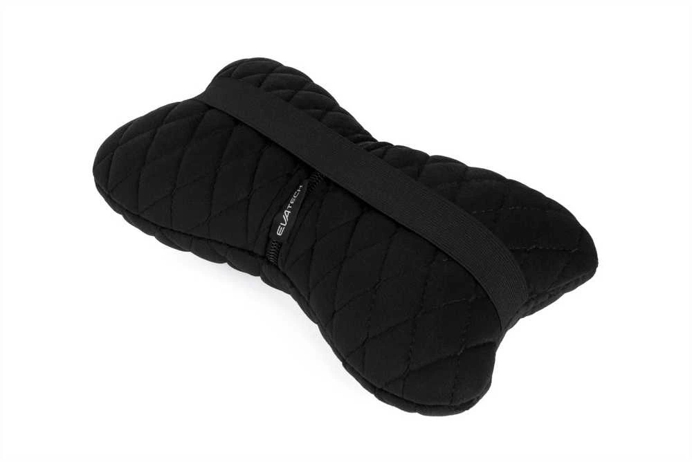 Automobilio sėdynės galvos atramos pagalvė EVAtech 27x16 cm - juoda / juodos siūlės
