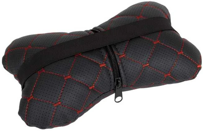 Automobilio sėdynės galvos atramos pagalvė EVAtech ECO 27x16 cm - juoda / raudonos siūlės