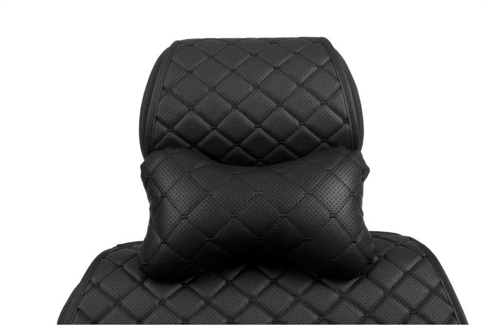 Automobilio sėdynės galvos atramos pagalvė EVAtech ECO 27x16 cm - juoda / juodos siūlės