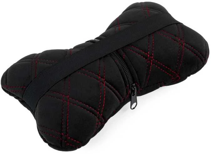 Automobilio sėdynės galvos atramos pagalvė EVAtech 27x16 cm - juoda / raudonos siūlės