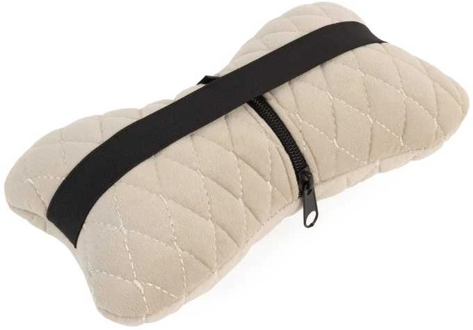 Automobilio sėdynės galvos atramos pagalvė EVAtech 27x16 cm - smėlio / smėlio siūlės