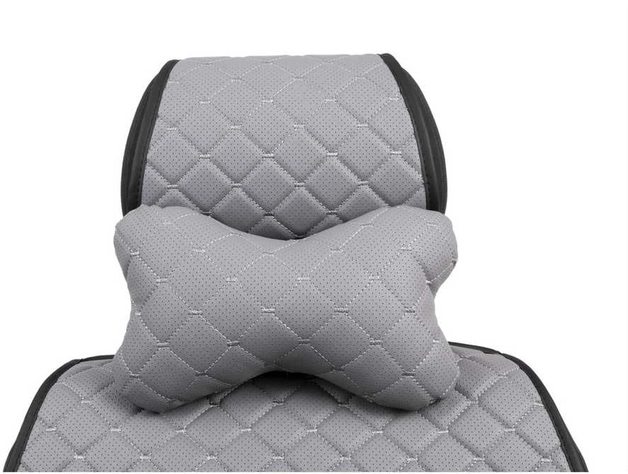 Automobilio sėdynės galvos atramos pagalvė EVAtech ECO 27x16 cm - pilka / pilkos siūlės