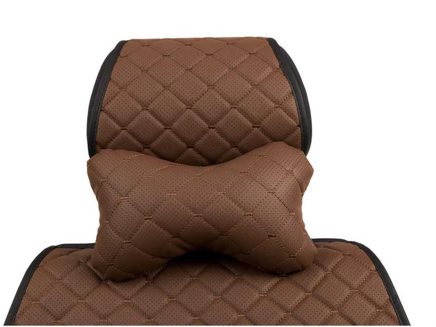 Automobilio sėdynės galvos atramos pagalvė EVAtech ECO 27x16 cm - ruda / rudos siūlės