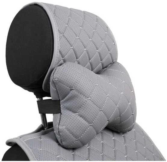 Automobilio sėdynės galvos atramos pagalvė EVAtech ECO 27x16 cm - pilka / pilkos siūlės
