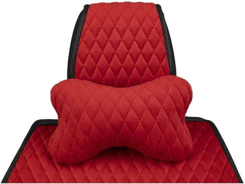 Automobilio sėdynės galvos atramos pagalvė EVAtech 27x16 cm - raudona / raudonos siūlės