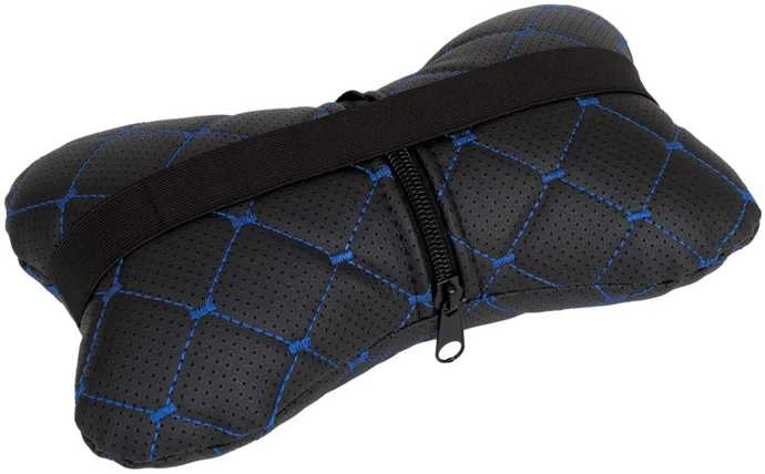 Automobilio sėdynės galvos atramos pagalvė EVAtech ECO 27x16 cm - juoda / mėlynos siūlės