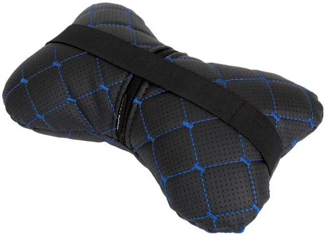 Automobilio sėdynės galvos atramos pagalvė EVAtech ECO 27x16 cm - juoda / mėlynos siūlės