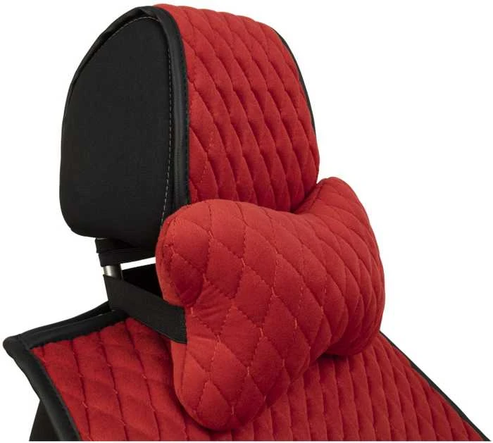 Automobilio sėdynės galvos atramos pagalvė EVAtech 27x16 cm - raudona / raudonos siūlės