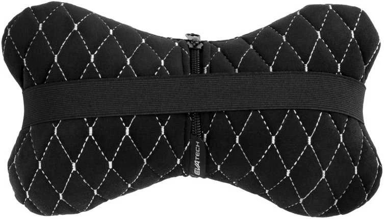 Automobilio sėdynės galvos atramos pagalvė EVAtech 27x16 cm - juoda / baltos siūlės