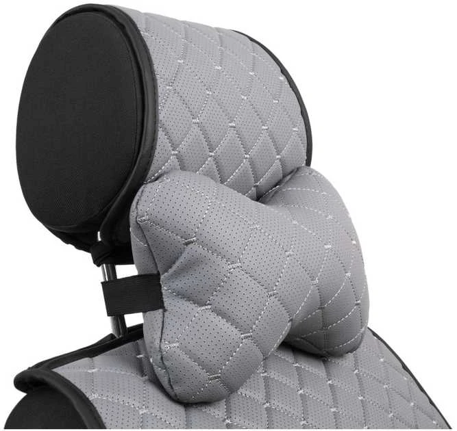 Automobilio sėdynės galvos atramos pagalvė EVAtech ECO 27x16 cm - pilka / pilkos siūlės