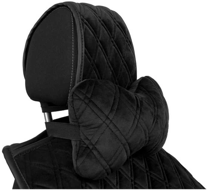 Automobilio sėdynės galvos atramos pagalvė EVAtech 27x16 cm - juoda / juodos siūlės