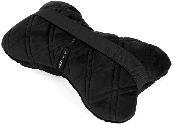 Automobilio sėdynės galvos atramos pagalvė EVAtech 27x16 cm - juoda / juodos siūlės