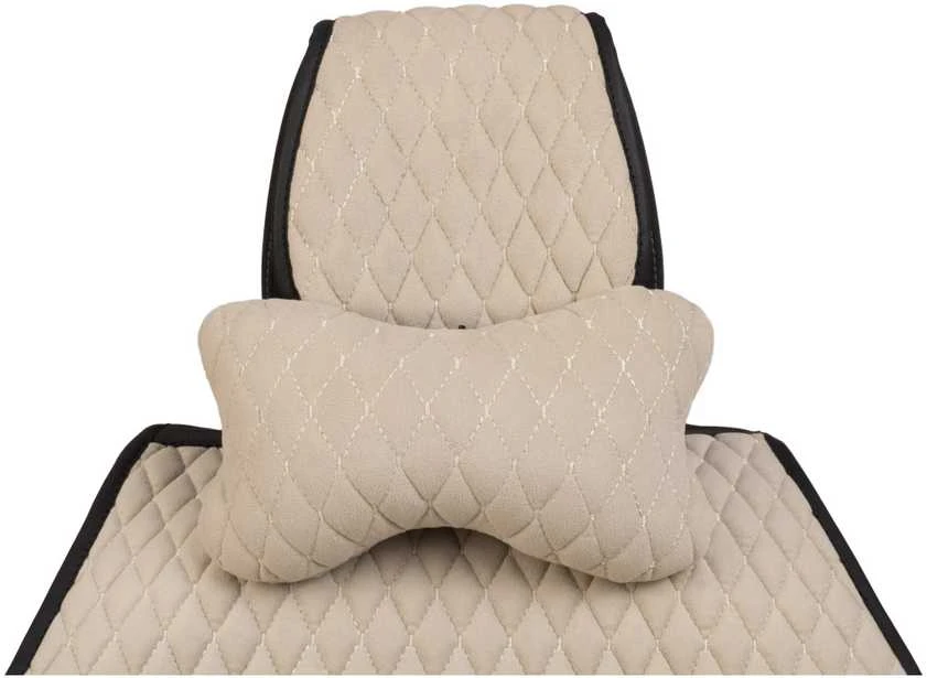 Automobilio sėdynės galvos atramos pagalvė EVAtech 27x16 cm - smėlio / smėlio siūlės