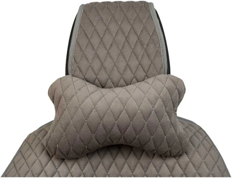 Automobilio sėdynės galvos atramos pagalvė EVAtech 27x16 cm - pilka / pilkos siūlės