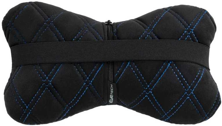Automobilio sėdynės galvos atramos pagalvė EVAtech 27x16 cm - juoda / mėlynos siūlės