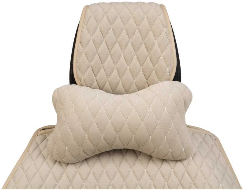 Automobilio sėdynės galvos atramos pagalvė EVAtech 27x16 cm - smėlio / smėlio siūlės