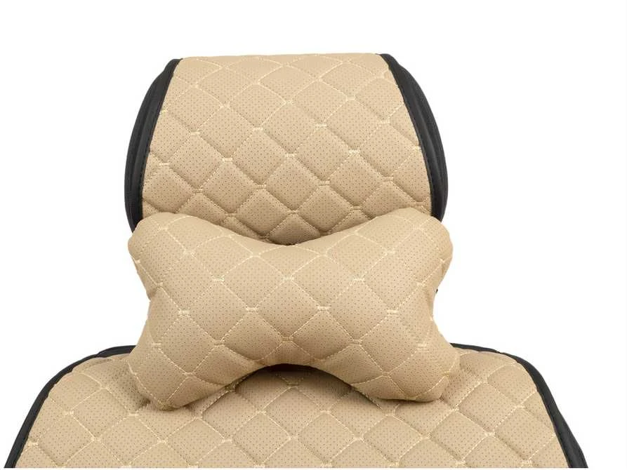 Automobilio sėdynės galvos atramos pagalvė EVAtech ECO 27x16 cm - smėlio / smėlio siūlės