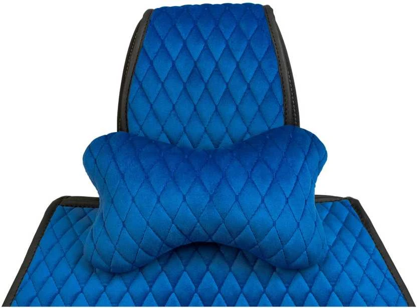 Automobilio sėdynės galvos atramos pagalvė EVAtech 27x16 cm - mėlyna / mėlynos siūlės