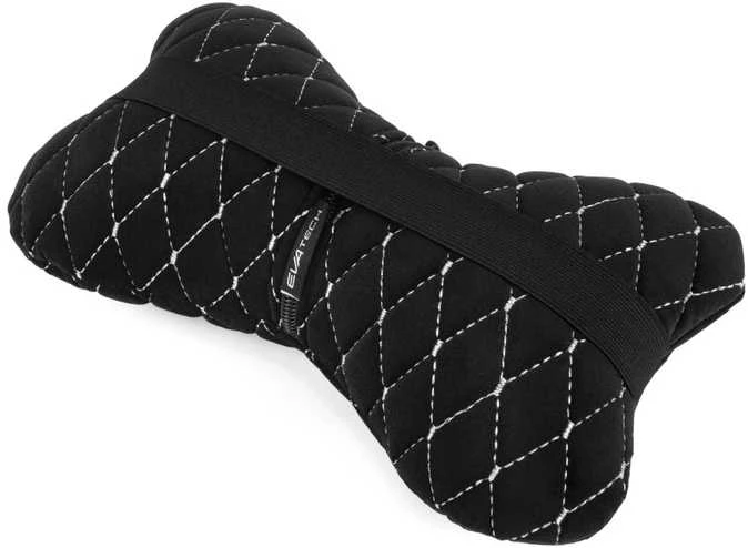 Automobilio sėdynės galvos atramos pagalvė EVAtech 27x16 cm - juoda / baltos siūlės