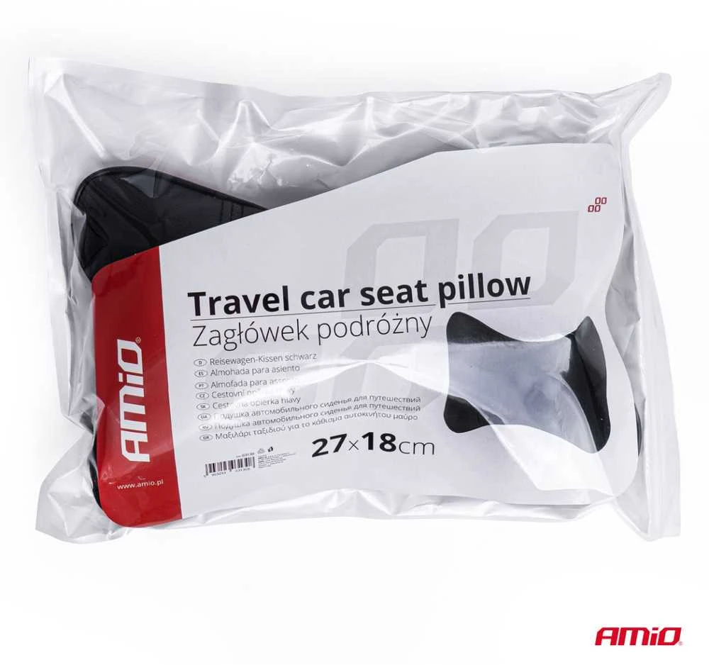 Automobilio sėdynės galvos atramos pagalvė 17x24cm, eko oda, juoda, CSH-07 AMIO-03130