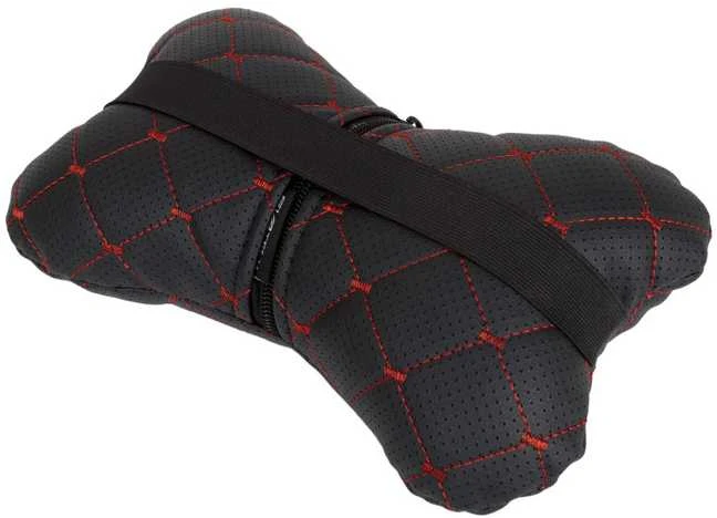 Automobilio sėdynės galvos atramos pagalvė EVAtech ECO 27x16 cm - juoda / raudonos siūlės