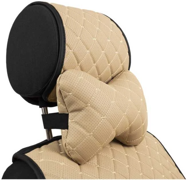Automobilio sėdynės galvos atramos pagalvė EVAtech ECO 27x16 cm - smėlio / smėlio siūlės
