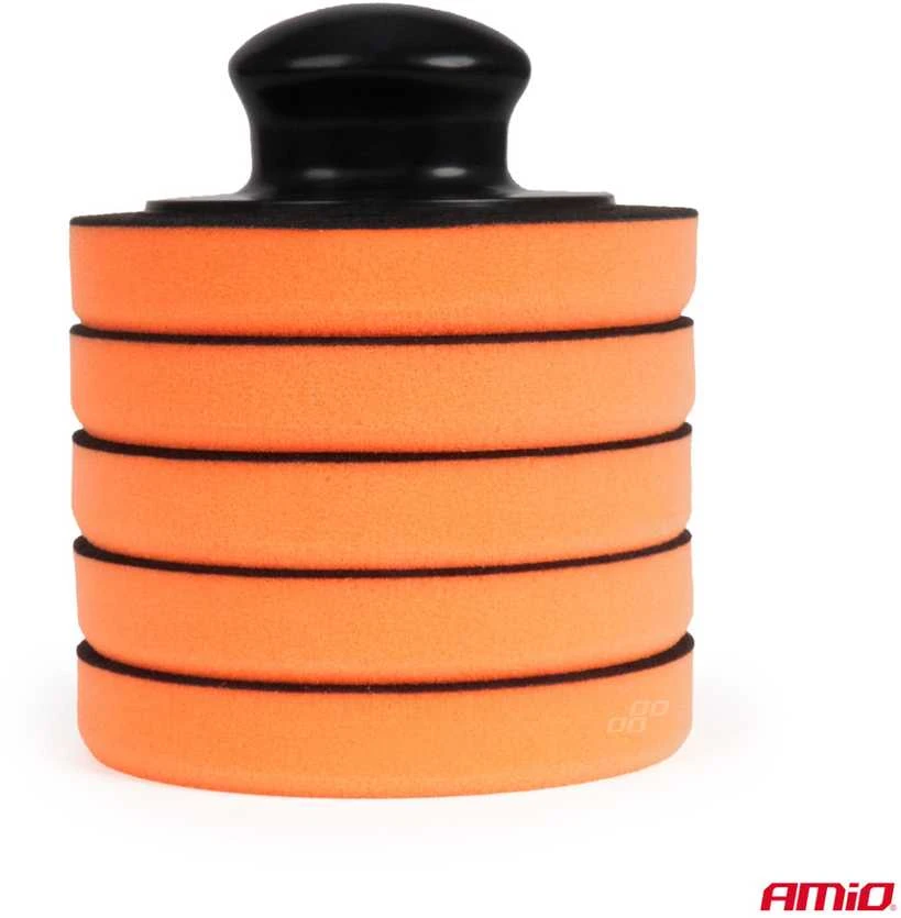 Automobilio vaško/poliravimo pagalvėlių rinkinys su rankena, 125 mm, 5 vnt., AMIO-02903