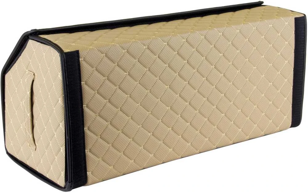 Bagažinės daiktadėžė EVAtech ECO L 30x30x65 cm - smėlio / juodi kraštai / smėlio siūlės / juodas vidus
