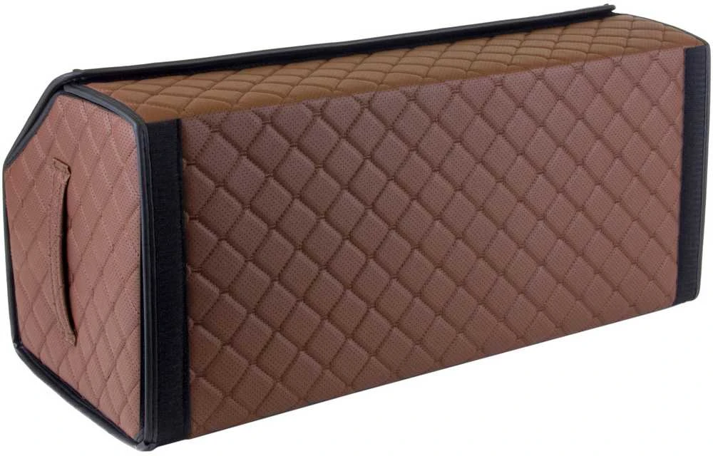 Bagažinės daiktadėžė EVAtech ECO L 30x30x65 cm - ruda / juodi kraštai / rudos siūlės / juodas vidus