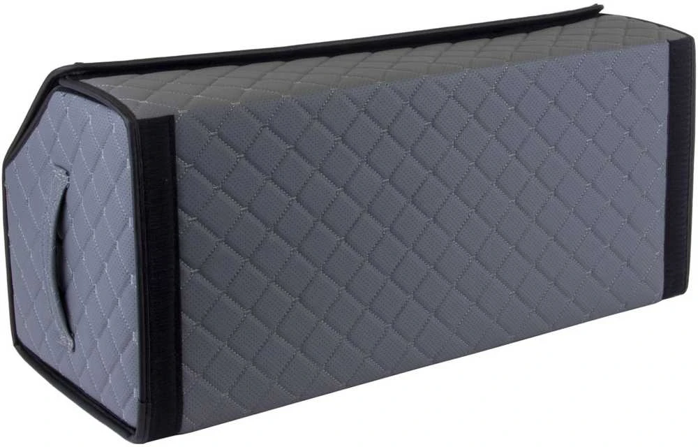 Bagažinės daiktadėžė EVAtech ECO L 30x30x65 cm - pilka / juodi kraštai / pilkos siūlės / juodas vidus