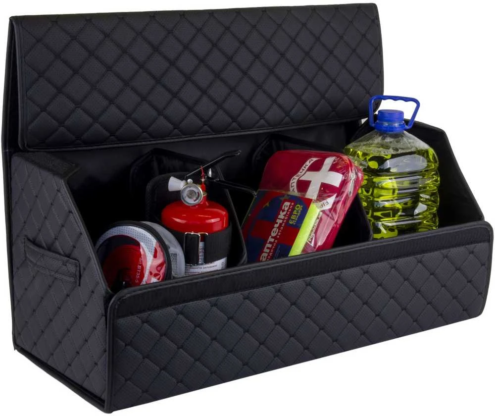 Bagažinės daiktadėžė EVAtech ECO L 30x30x65 cm - juoda / juodi kraštai / juodos siūlės / juodas vidus