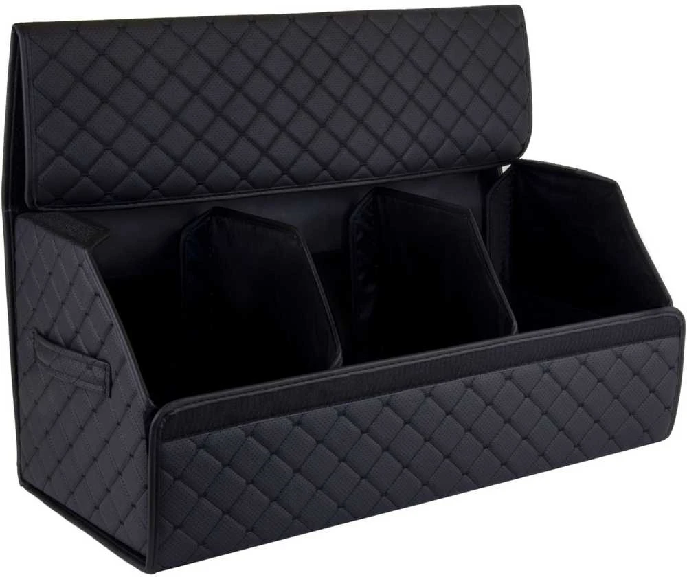 Bagažinės daiktadėžė EVAtech ECO L 30x30x65 cm - juoda / juodi kraštai / juodos siūlės / juodas vidus