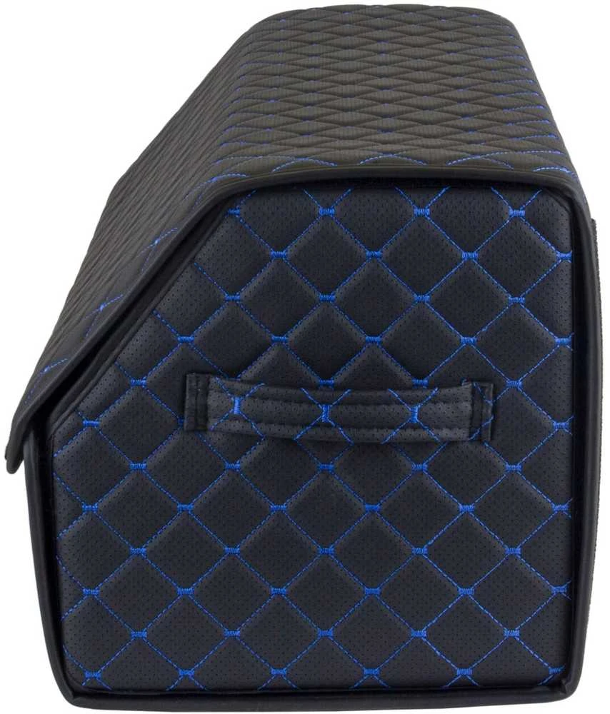 Bagažinės daiktadėžė EVAtech ECO L 30x30x65 cm - juoda / juodi kraštai / mėlynos siūlės / juodas vidus