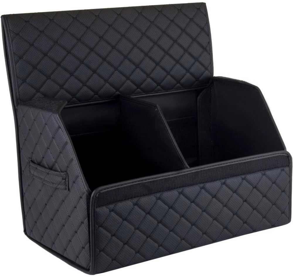 Bagažinės daiktadėžė EVAtech ECO M 30x30x50 cm - juoda / juodi kraštai / juodos siūlės / juodas vidus