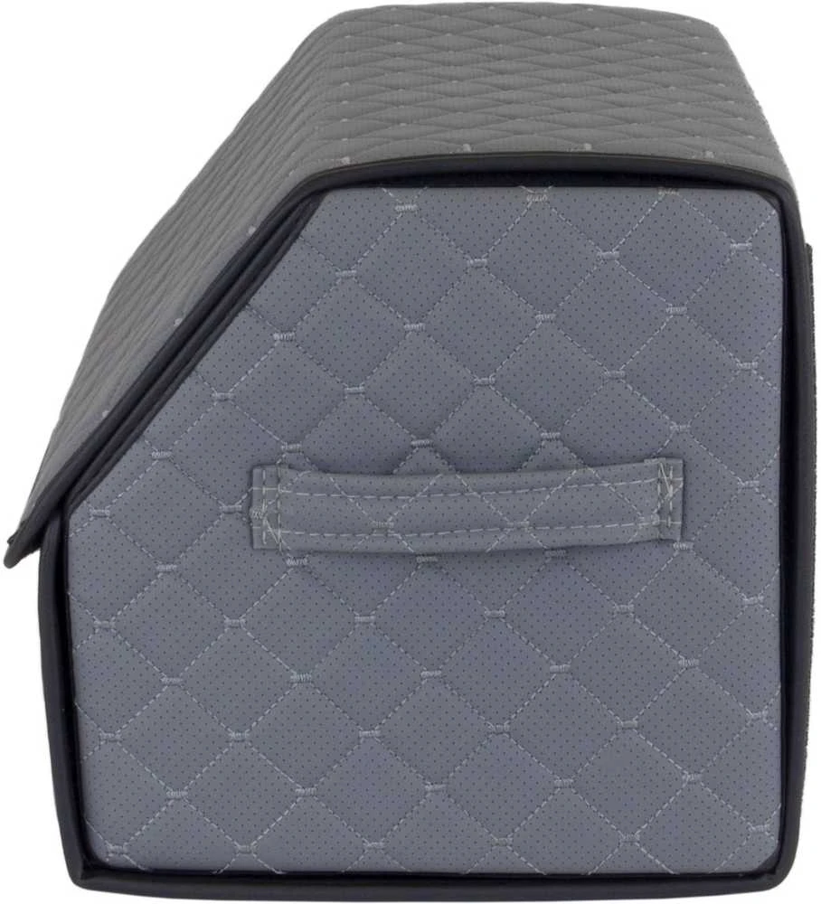Bagažinės daiktadėžė EVAtech ECO M 30x30x50 cm - pilka / juodi kraštai / pilkos siūlės / juodas vidus