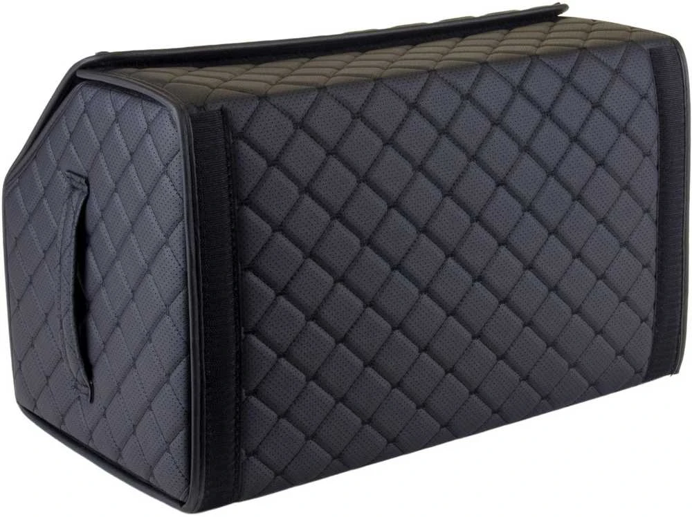Bagažinės daiktadėžė EVAtech ECO M 30x30x50 cm - juoda / juodi kraštai / juodos siūlės / juodas vidus