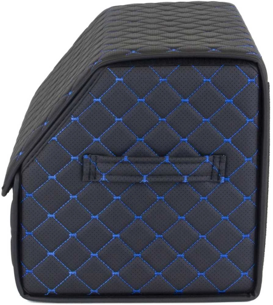 Bagažinės daiktadėžė EVAtech ECO M 30x30x50 cm - juoda / juodi kraštai / mėlynos siūlės / juodas vidus