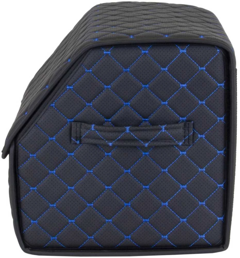 Bagažinės daiktadėžė EVAtech ECO S 30x30x35 cm - juoda / juodi kraštai / mėlynos siūlės / raudonas vidus