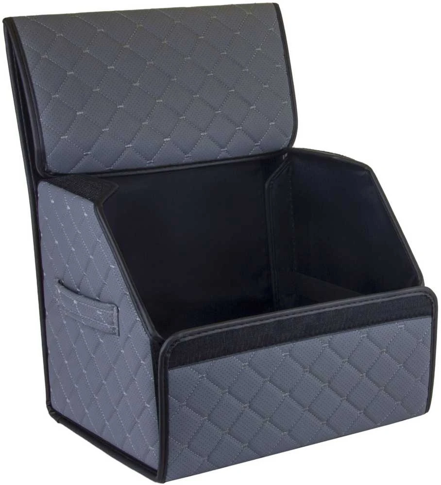 Bagažinės daiktadėžė EVAtech ECO S 30x30x35 cm - pilka / juodi kraštai / pilkos siūlės / juodas vidus
