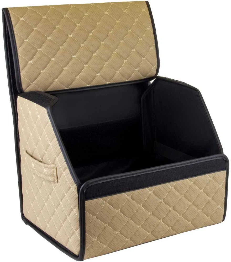 Bagažinės daiktadėžė EVAtech ECO S 30x30x35 cm - smėlio / juodi kraštai / smėlio siūlės / juodas vidus