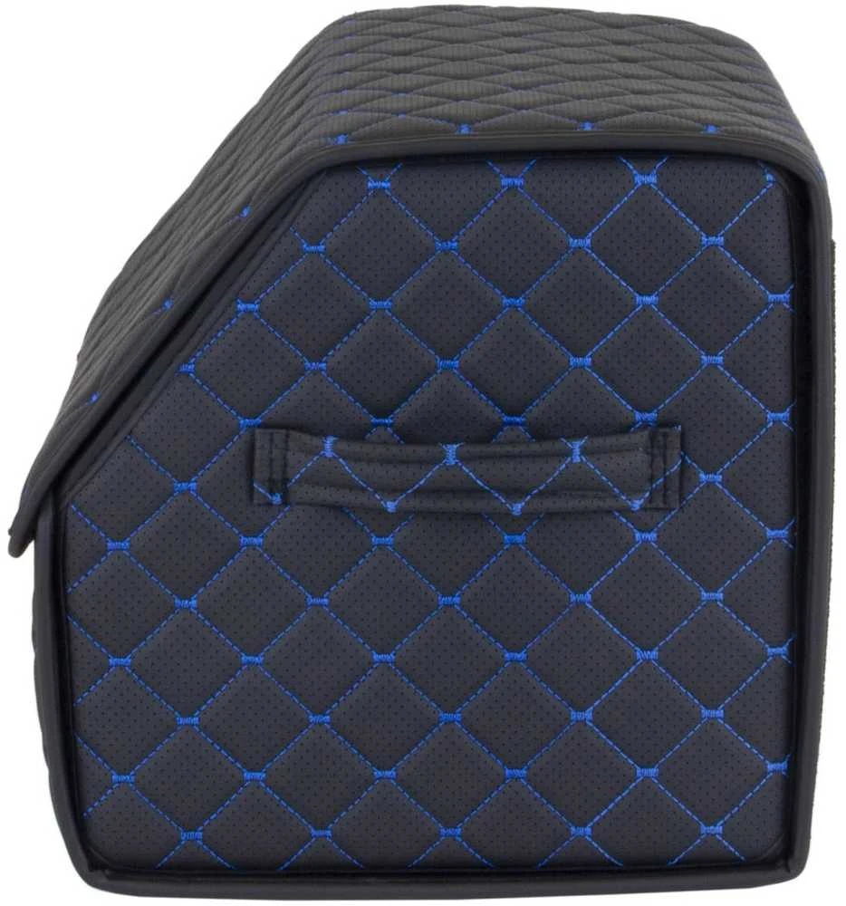 Bagažinės daiktadėžė EVAtech ECO S 30x30x35 cm - juoda / juodi kraštai / mėlynos siūlės / juodas vidus