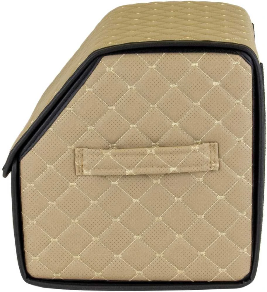 Bagažinės daiktadėžė EVAtech ECO S 30x30x35 cm - smėlio / juodi kraštai / smėlio siūlės / juodas vidus