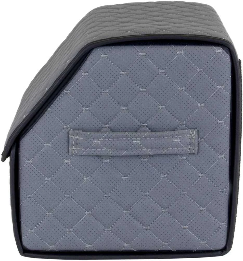 Bagažinės daiktadėžė EVAtech ECO S 30x30x35 cm - pilka / juodi kraštai / pilkos siūlės / raudonas vidus