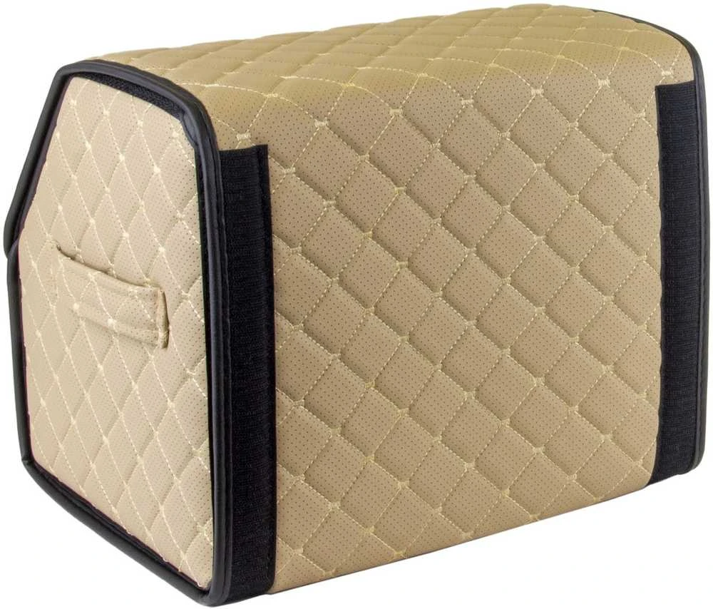 Bagažinės daiktadėžė EVAtech ECO S 30x30x35 cm - smėlio / juodi kraštai / smėlio siūlės / juodas vidus