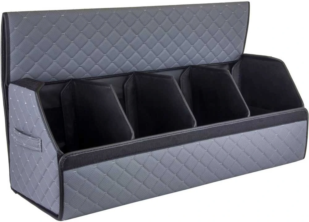 Bagažinės daiktadėžė EVAtech ECO XL 30x30x80 cm - pilka / juodi kraštai / pilkos siūlės / juodas vidus